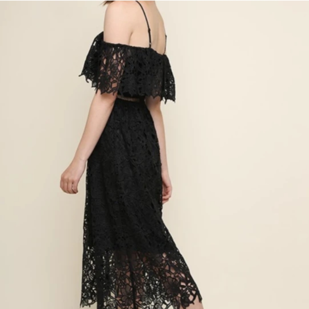 New UMGEE black spaghetti strap crochet lace dress - Picture 2 of 10